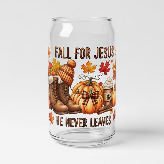 Fall For Jesus - Libby Glass Can - 16oz image 1