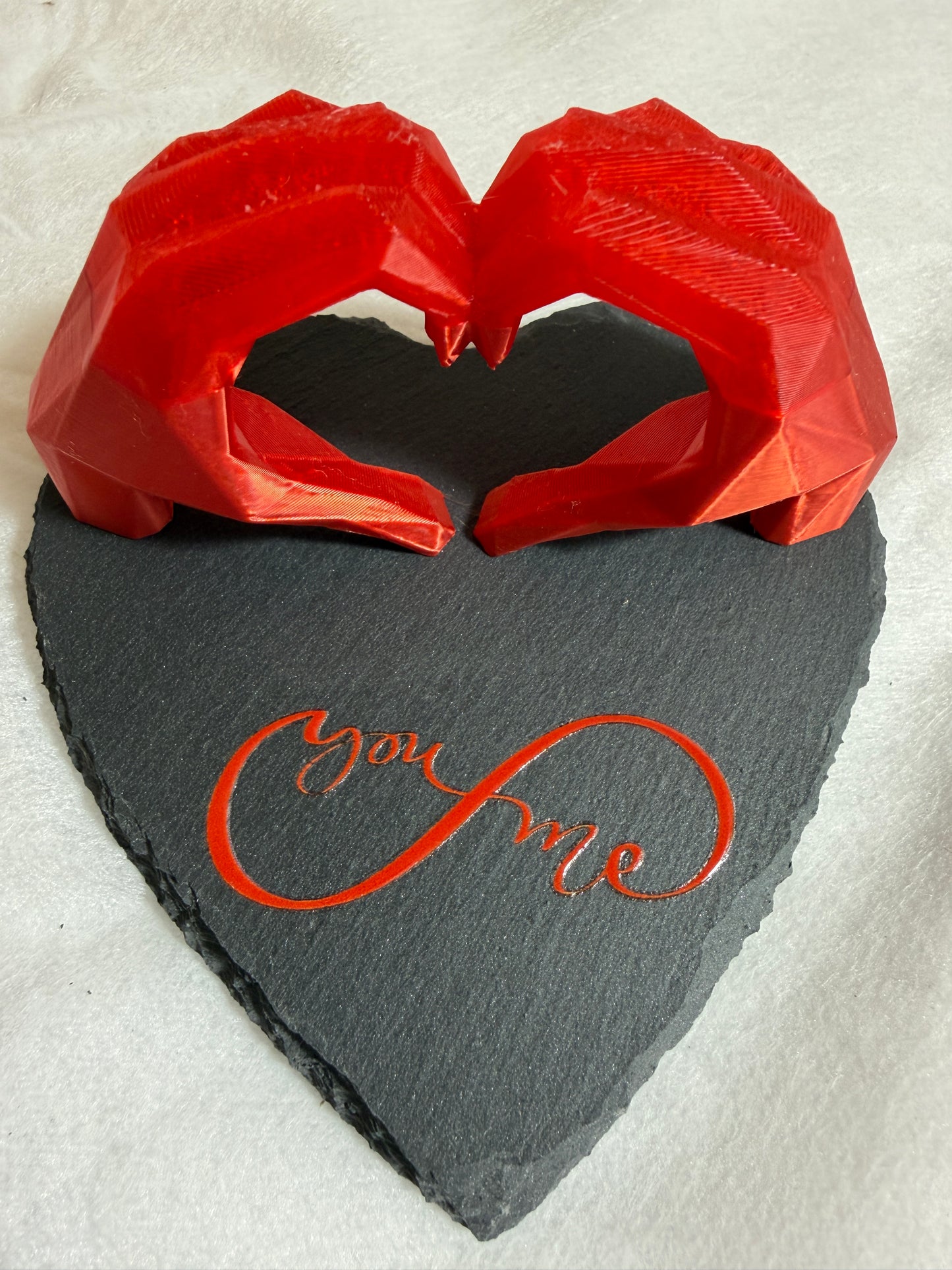 "You & Me" Heart Hands Sculpture - Custom 3D Printed Keepsake
