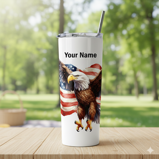 Eagle and American Flag Keepsake 20 oz Skinny Tumbler image 0