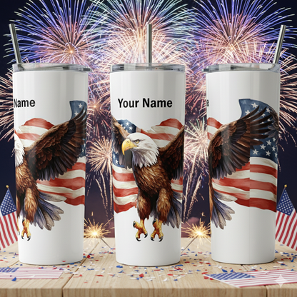 Eagle and American Flag Keepsake 20 oz Skinny Tumbler image 4