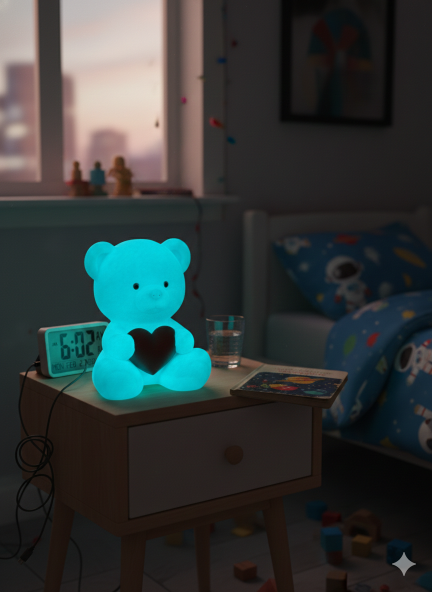 Teddy Bear Blue |Glow-in-the-Dark |3D Printed Custom Sculpture