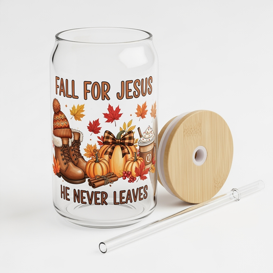 Fall For Jesus - Libby Glass Can - 16oz image 0