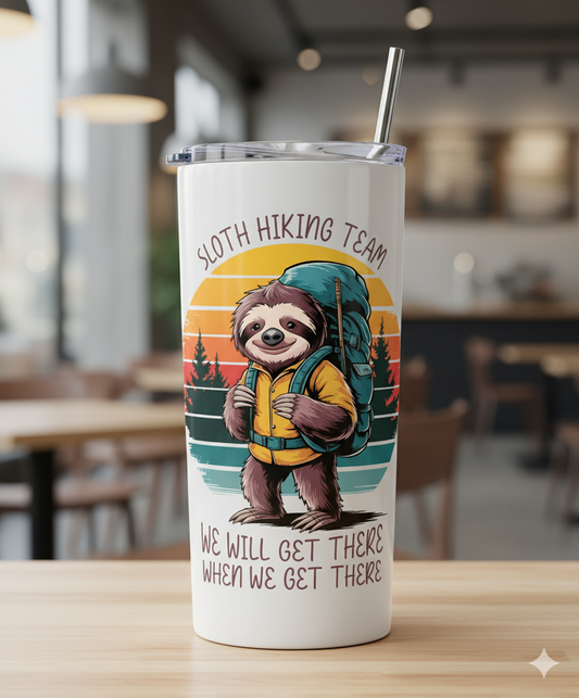 Sloth Hiking Team Tall Skinny Thermal Tumbler image 0