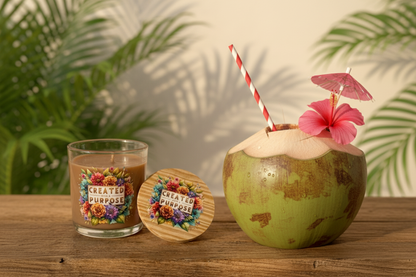 "Created with a Purpose" Tropical Coconut Scented Soy Candle - Inspirational Gift for New Beginnings