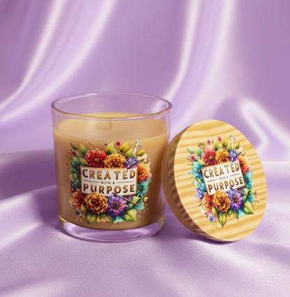 "Created with a Purpose" Tropical Coconut Scented Soy Candle - Inspirational Gift for New Beginnings