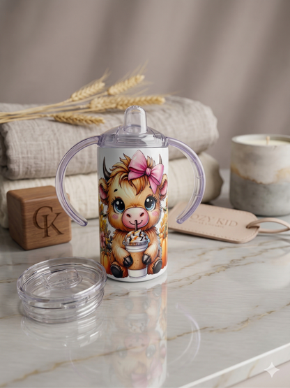 Personalized 12 oz Skinny Sippy Tumbler - Highland Cow