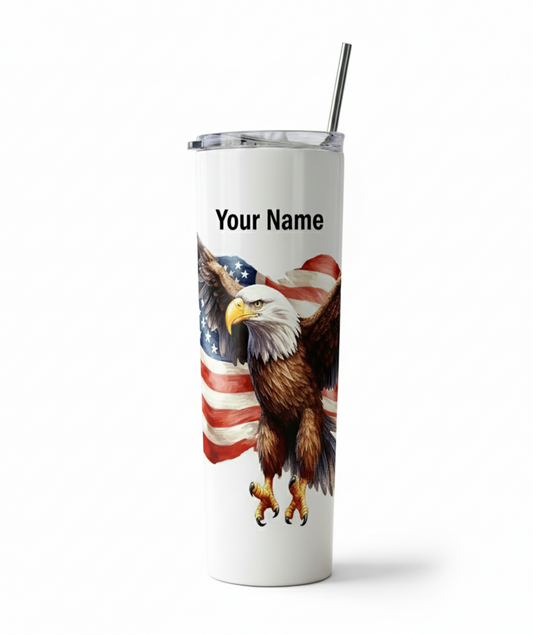 Eagle and American Flag Keepsake 20 oz Skinny Tumbler image 3