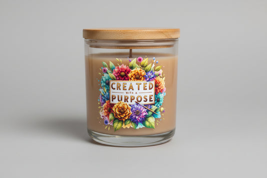 "Created with a Purpose" Tropical Coconut Scented Soy Candle - Inspirational Gift for New Beginnings