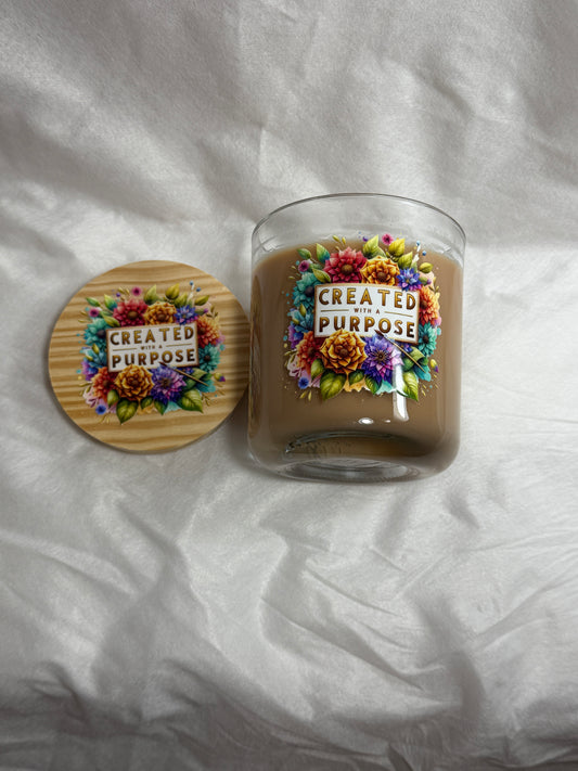"Created with a Purpose" Tropical Coconut Scented Soy Candle - Inspirational Gift for New Beginnings