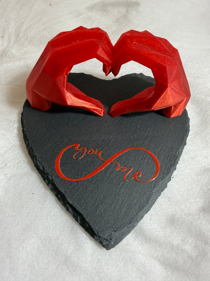 "You & Me" Heart Hands Sculpture - Custom 3D Printed Keepsake