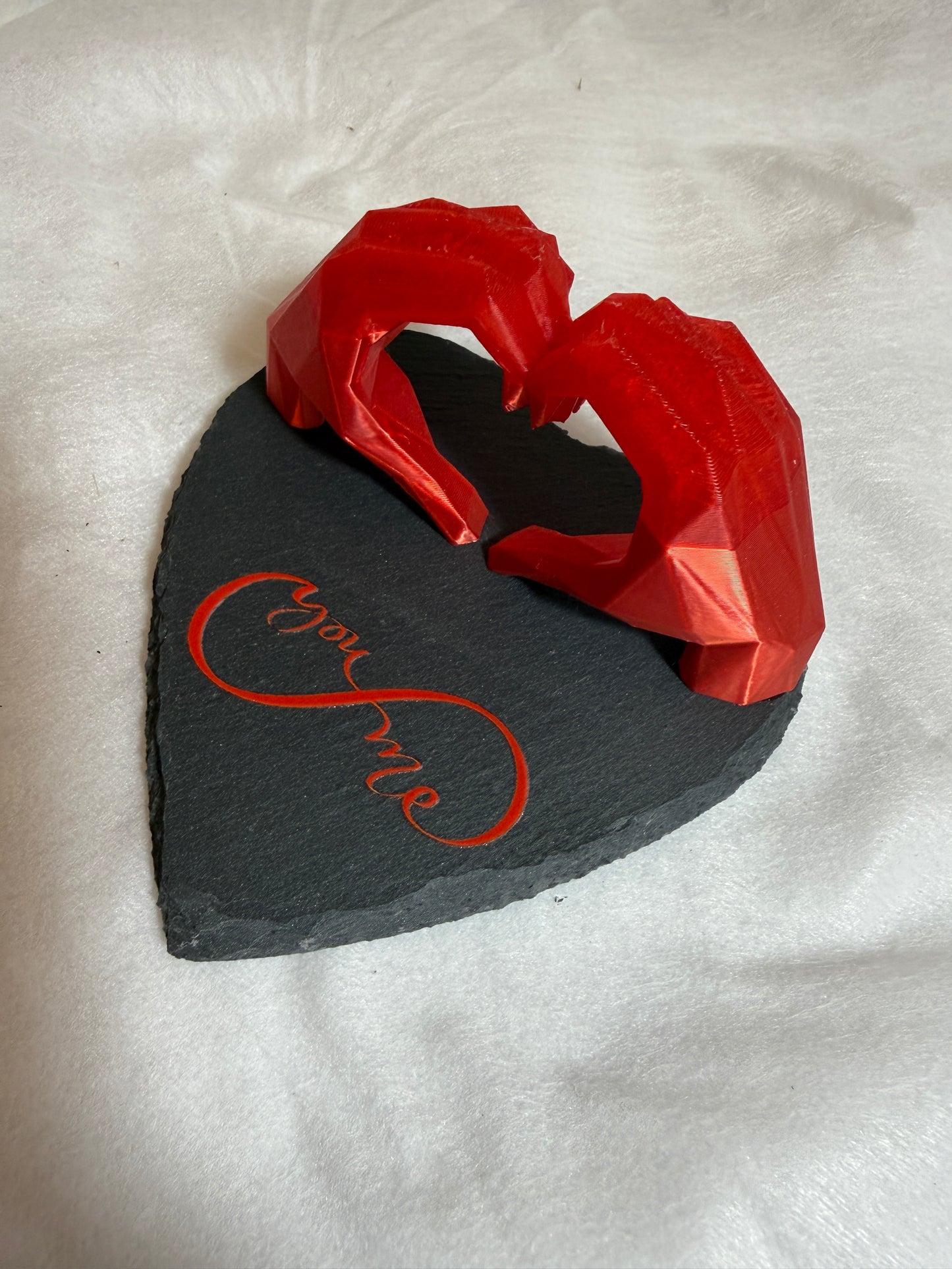 "You & Me" Heart Hands Sculpture - Custom 3D Printed Keepsake