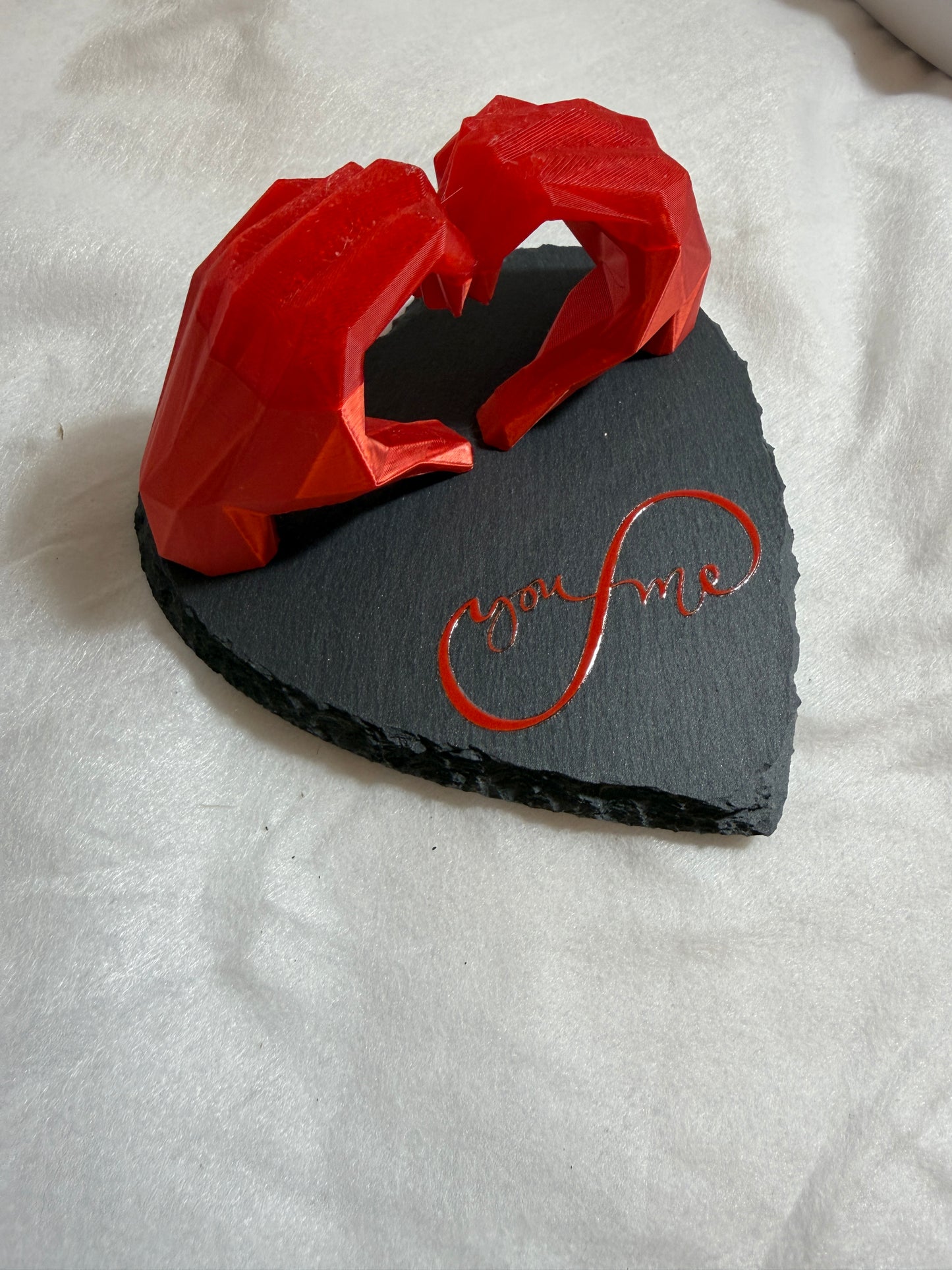 "You & Me" Heart Hands Sculpture - Custom 3D Printed Keepsake
