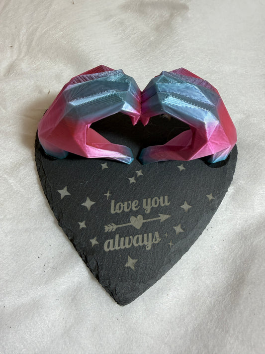 "Love You Always" Heart Sculpture - 3D Printed Romantic Keepsake