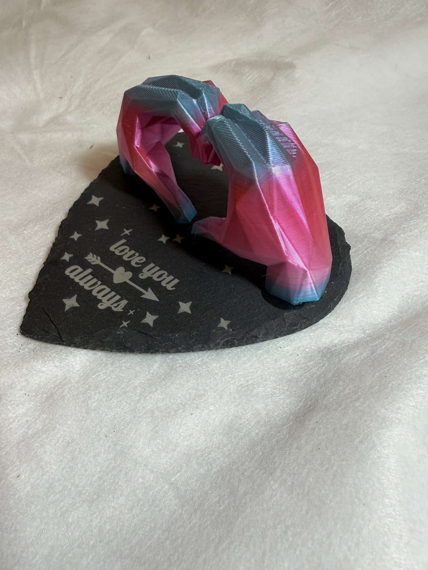 "Love You Always" Heart Sculpture - 3D Printed Romantic Keepsake