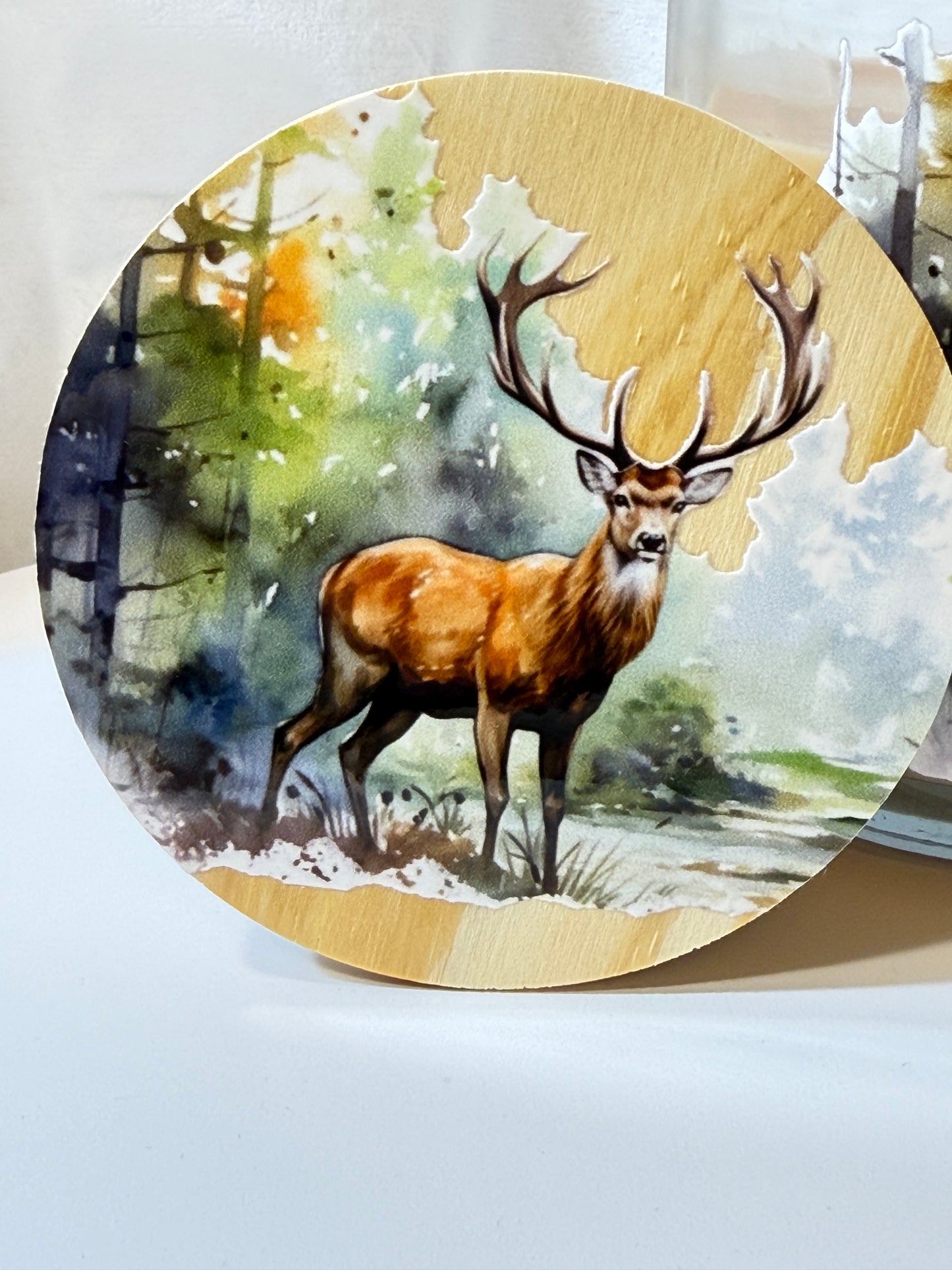 Deer in Nature 14 oz Candle - Tropical Coconut Scent | Soy Candle with Decorative Lid
