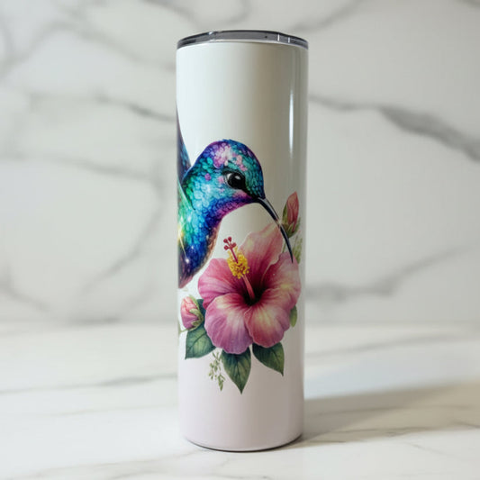 Hummingbird Color-Changing Tumbler 20oz | UV Reactive Pink | Personalized Thermal Insulated