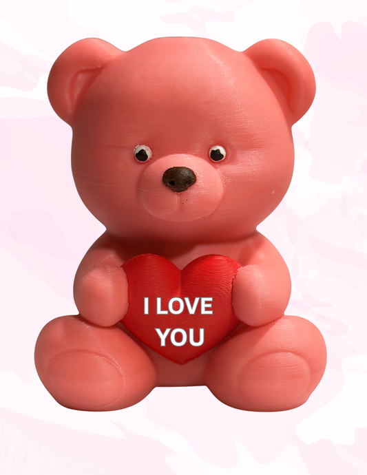 Teddy Bear Pink | Glow-in-the-Dark |3D Printed Custom Sculpture