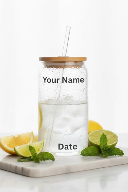 "Fall For Jesus" Glass 16 oz Can Shaped Glass with , Lid & Straw |Personalized,  Christian Faith