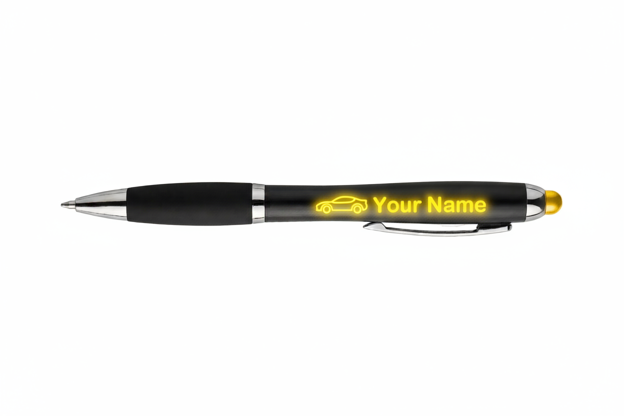 Personalized Laser Engraved LED Lighted Ink Pens 5 Color Choices