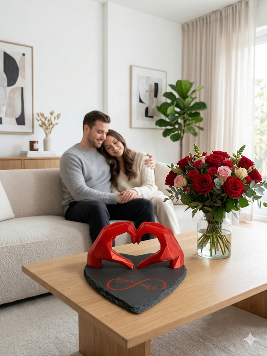 "You & Me" Heart Hands Sculpture - Custom 3D Printed Keepsake