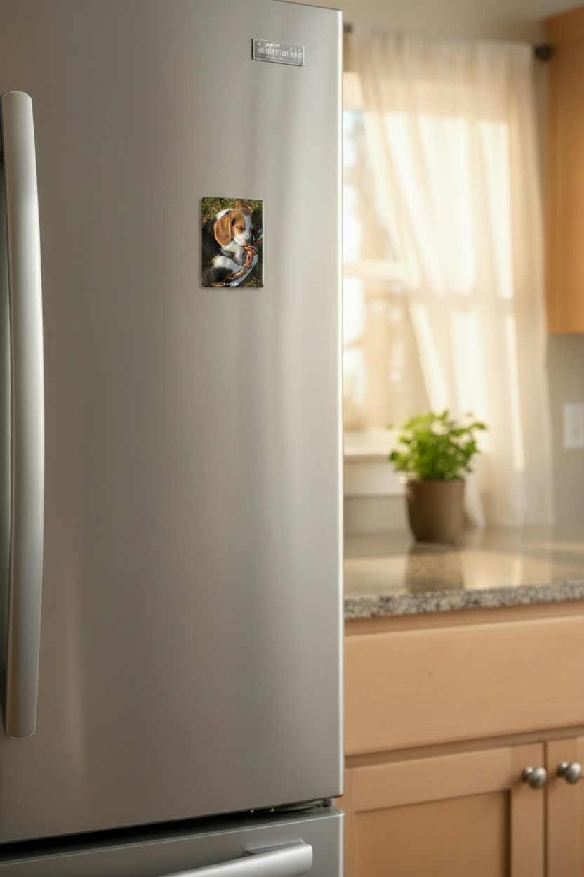 Beagle Fridge Magnet Small Realistic Size