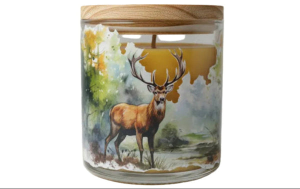 "Deer in Nature" Bright Citrus Scented Soy Candle - Personalized Outdoor Lover's Gift