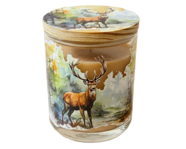 Deer in Nature 14 oz Candle - Tropical Coconut Scent | Soy Candle with Decorative Lid