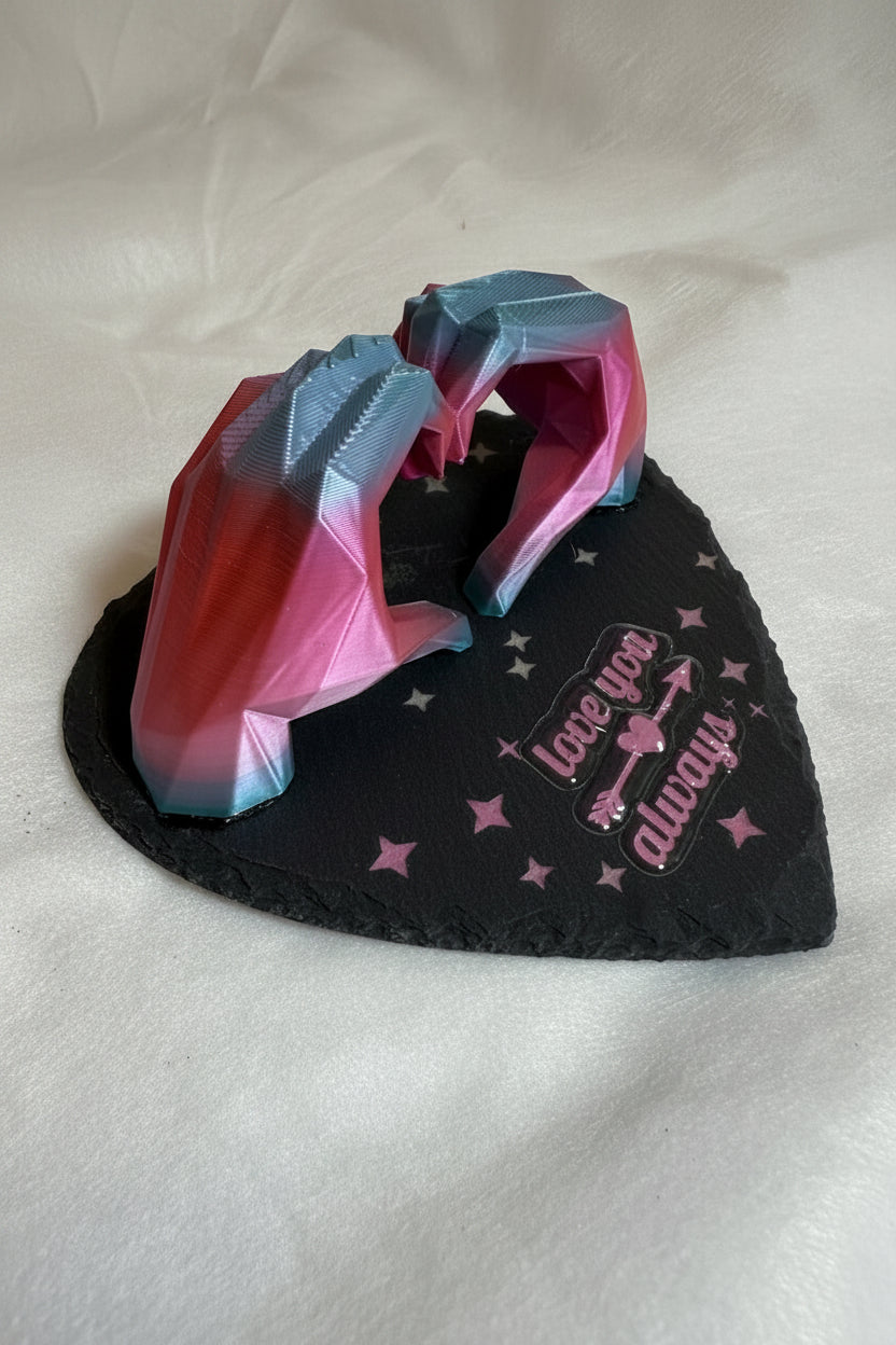 "Love You Always" Heart Sculpture - 3D Printed Romantic Keepsake
