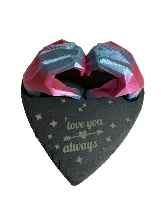 "Love You Always" Heart Sculpture - 3D Printed Romantic Keepsake