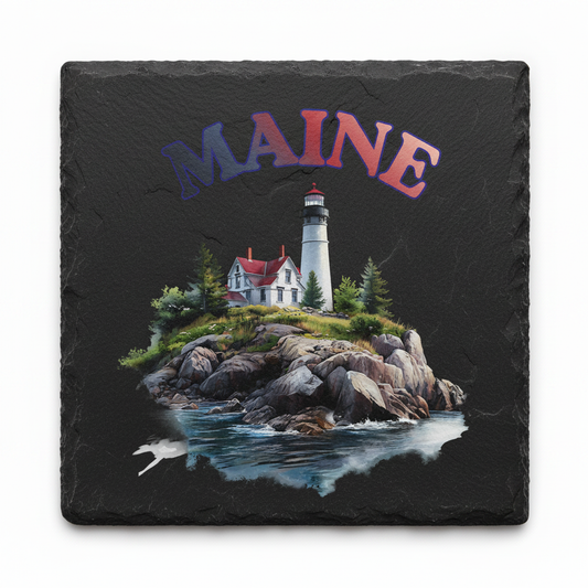 Maine Lighthouse Slate Coaster