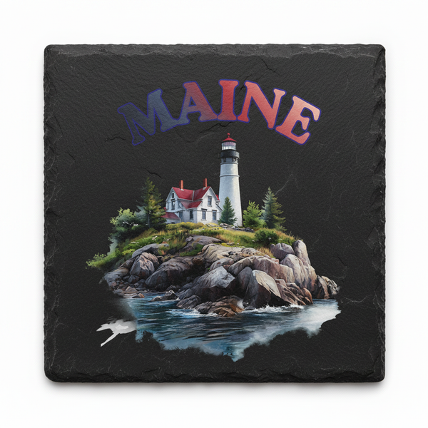 Maine Lighthouse Slate Coaster