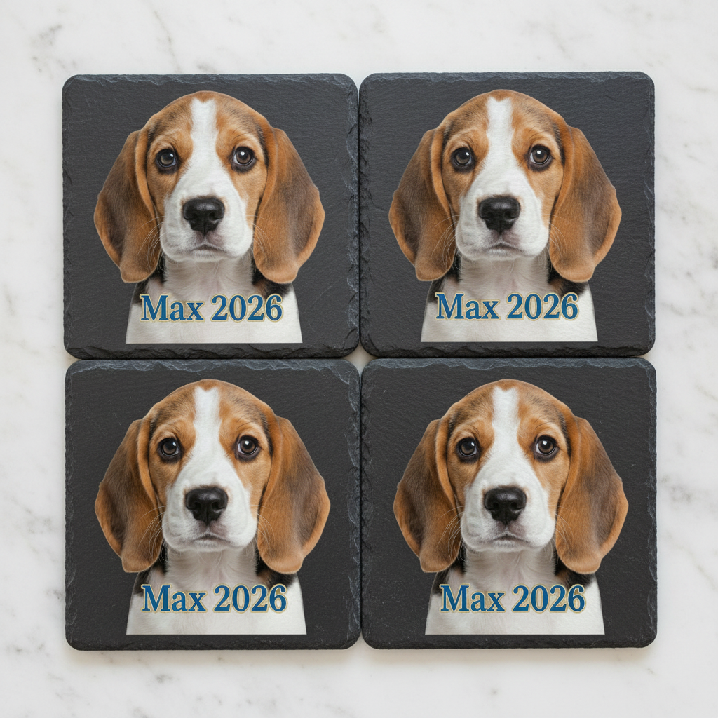 Max 2026 Beagle Slate Coaster Set of 4