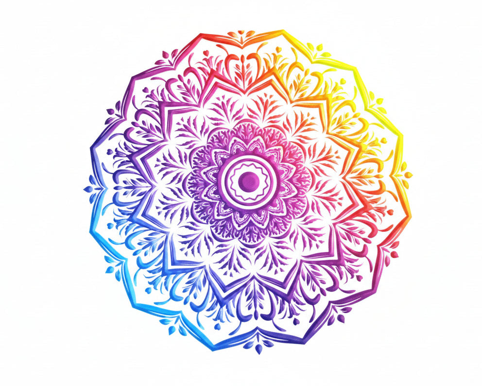 Colorful mandala design on a white background