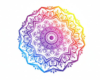 Colorful mandala design on a white background